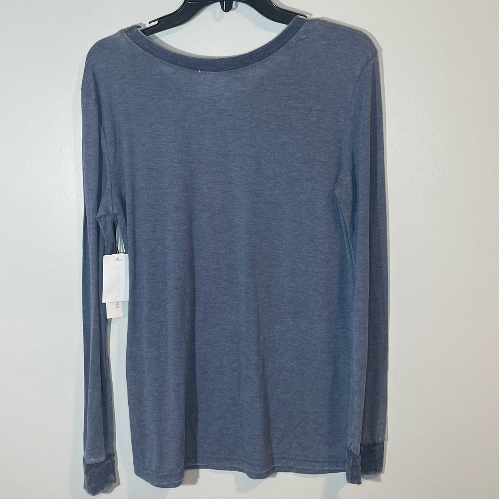 Treasure & Bond Shirt Mens Crew Neck Regular Fit Cotton Long Sleeve Grey/Navy XS - Picture 3 of 5